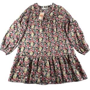 Kirundo Dress Womens Medium Multicolor Boho A-Line Floral Flowy Long Sleeve NWT